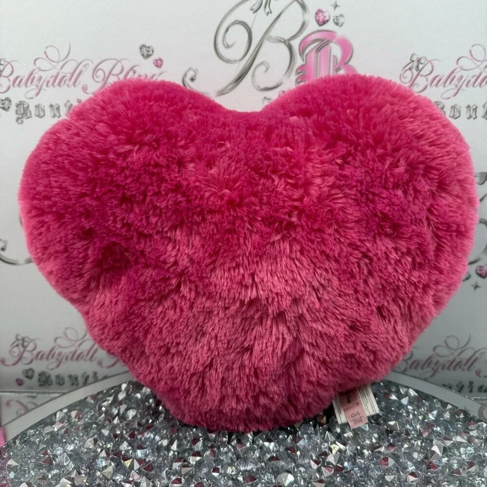 La Vie En Rose pillow furry Plush Heart Pillow - Hot Pink pillow